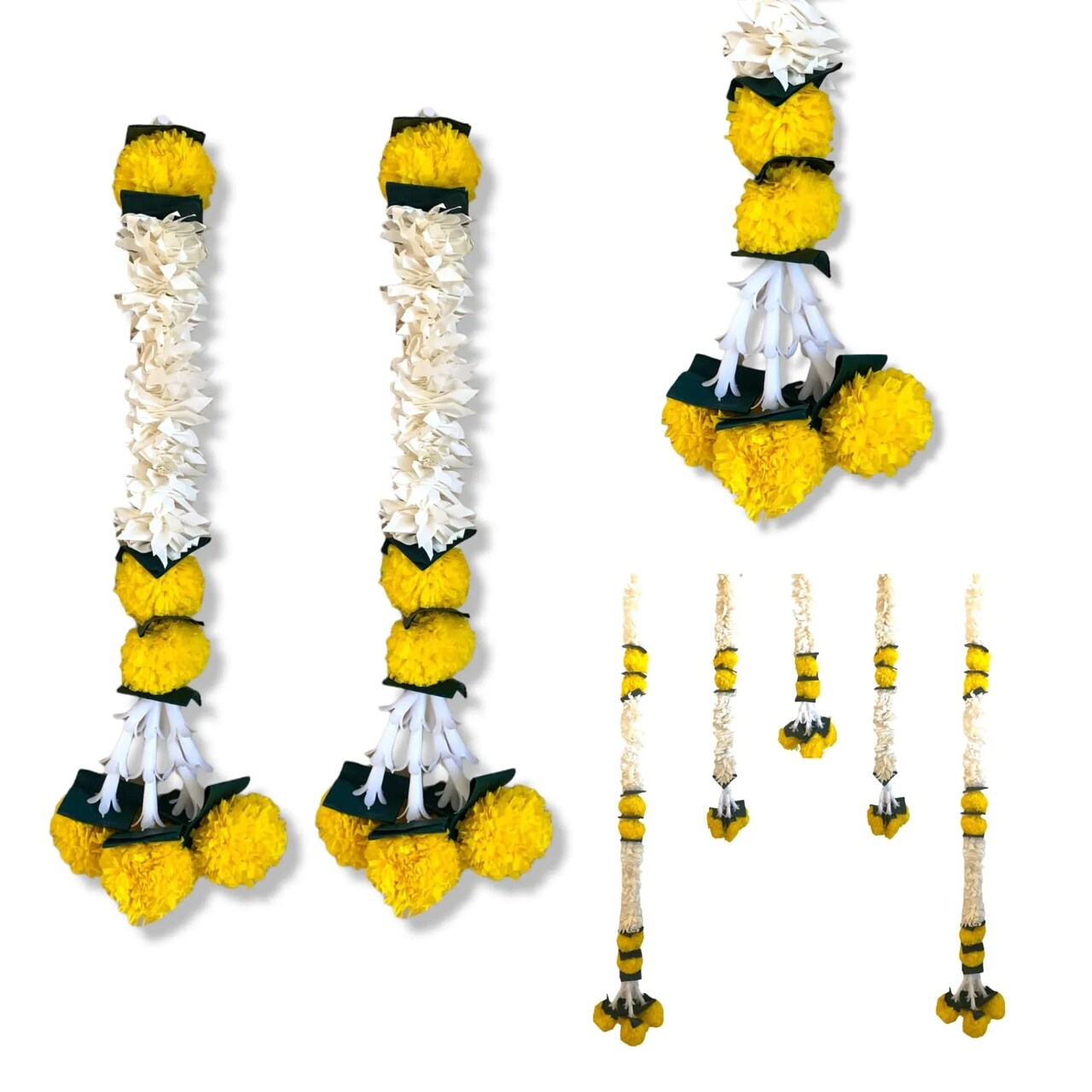 2 Strings Artificial Marigold Flowers Garland Bandhanwar String for Home, Party Door Hanging Diwali Decorations for Day of the Dead Ofrenda Halloween Marygold Traditional Indian Theme